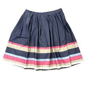 Jovan O’Connor A-line Pleated Striped Midi Skirt M